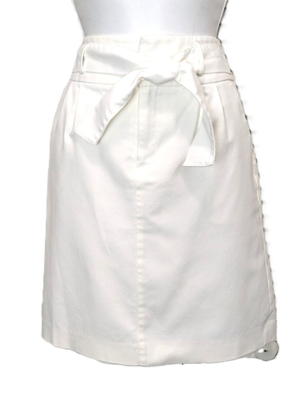 Rafaella White Cotton Pencil Skirt Belted Size 8 Pockets Knee Length Lined